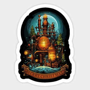 Steampunk Merry Christmas Sticker